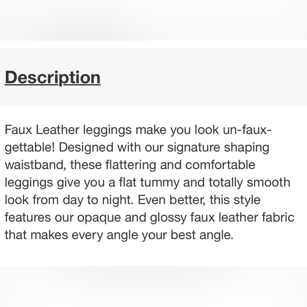 Assets By Spanx Faux Leather Leggings Size 1X. Black 30” Inseam. Elastic Waist - Picture 15 of 15